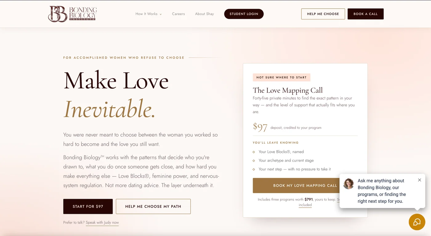 Bonding Biology Institute — screenshot from the project portfolio